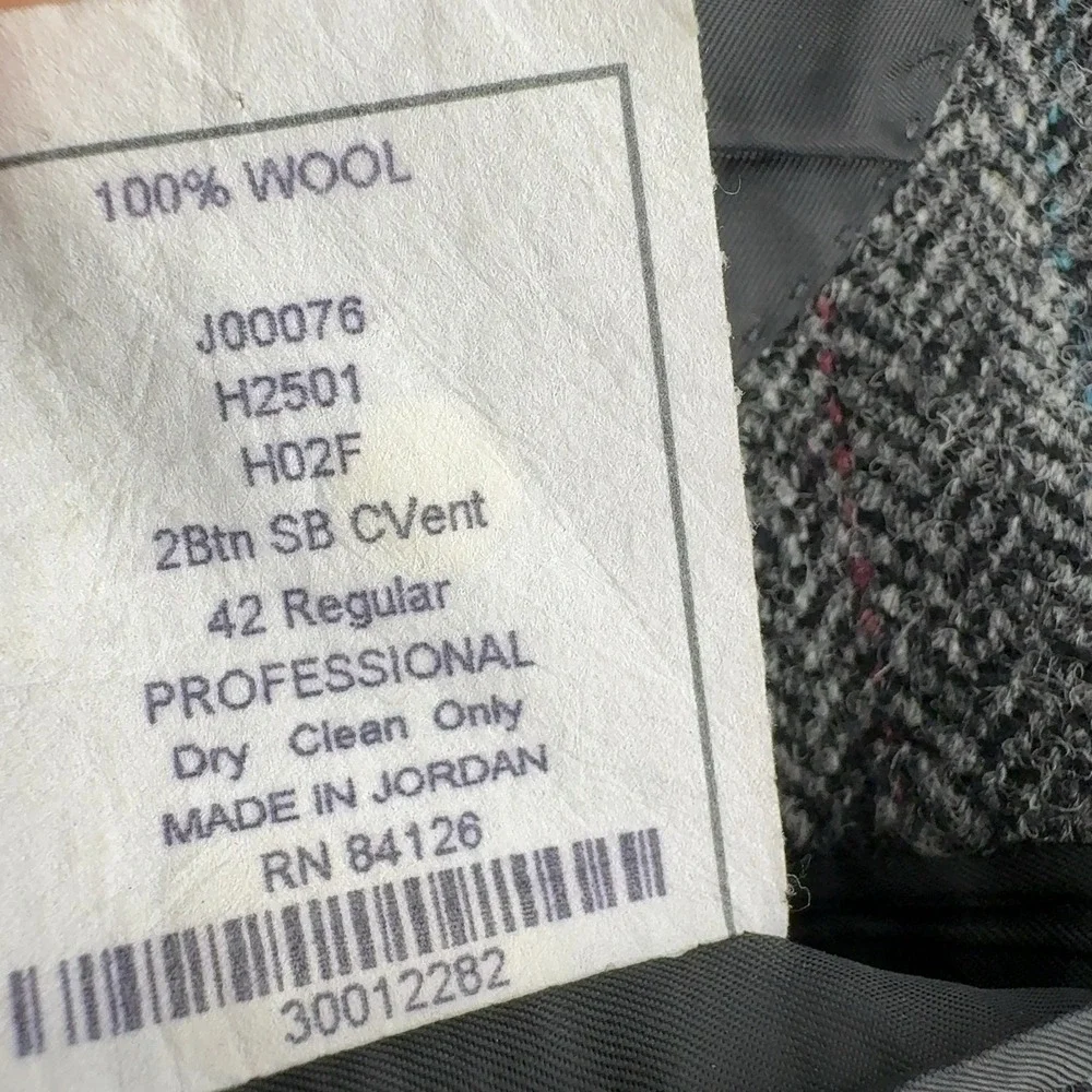 Vintage Harris Tweed Sport Coat Mens 42 Grey Wool Herringbone Blazer Classic